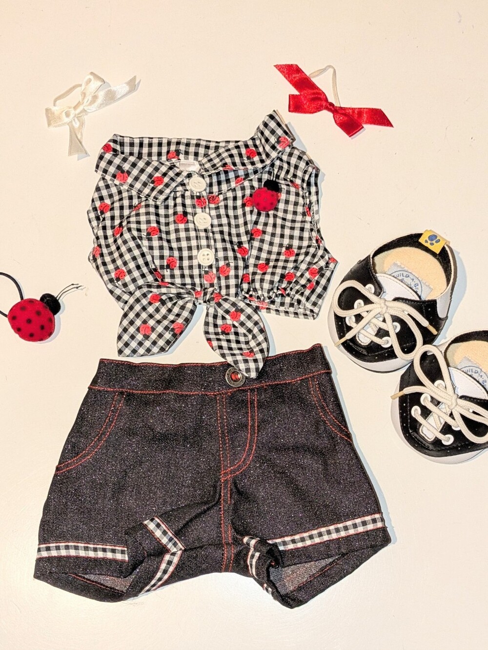 BABW Build A Bear Workshop Ladybug Set with Saddle Shoes & Ladybug